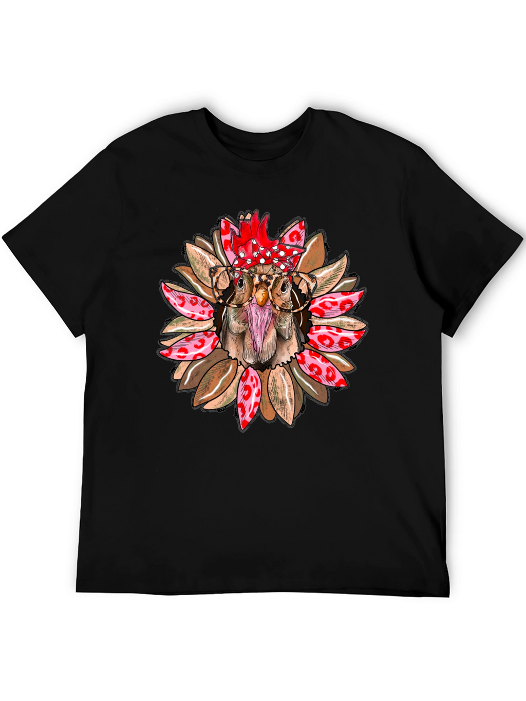 Funny Chicken with Glasses Graphic T-Shirt