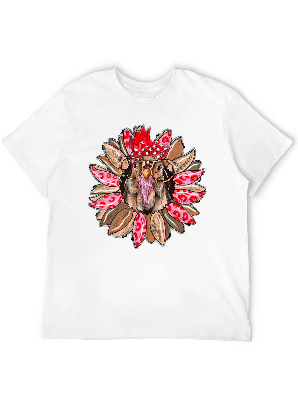 Funny Chicken with Glasses Graphic T-Shirt