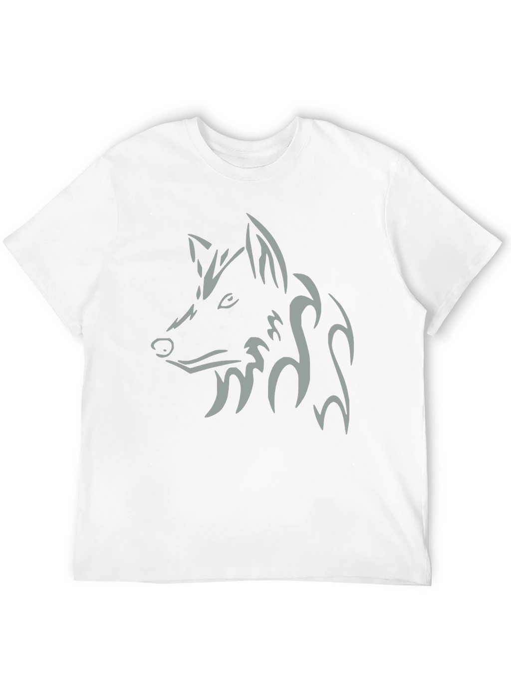 Mens Black T-Shirt with Tribal Wolf Design