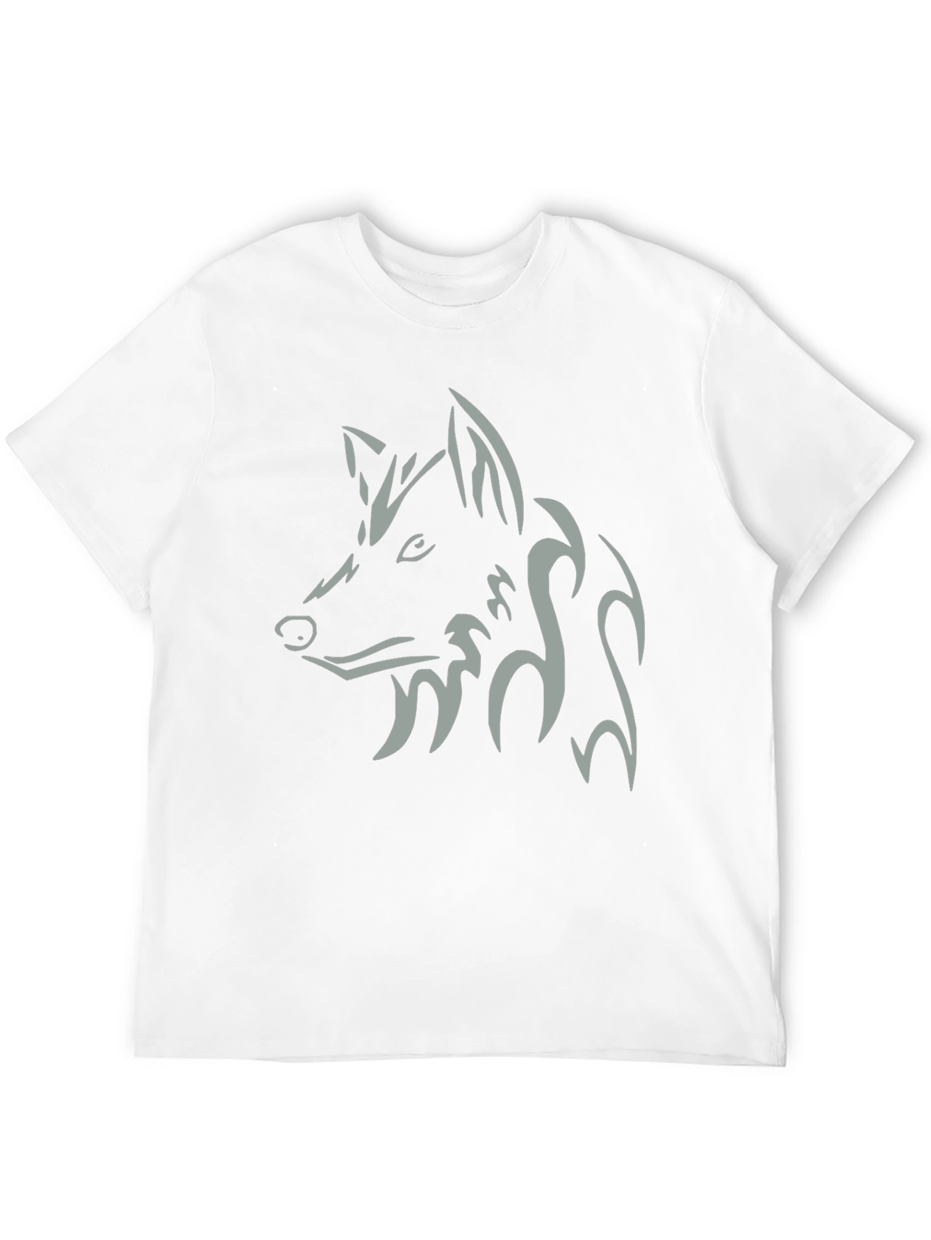Mens Black T-Shirt with Tribal Wolf Design