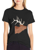 Geometric Elk Head Graphic T-Shirt