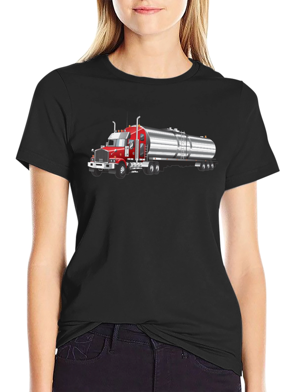 Trucker T-Shirt - Red Rig & Silver Tanker Design