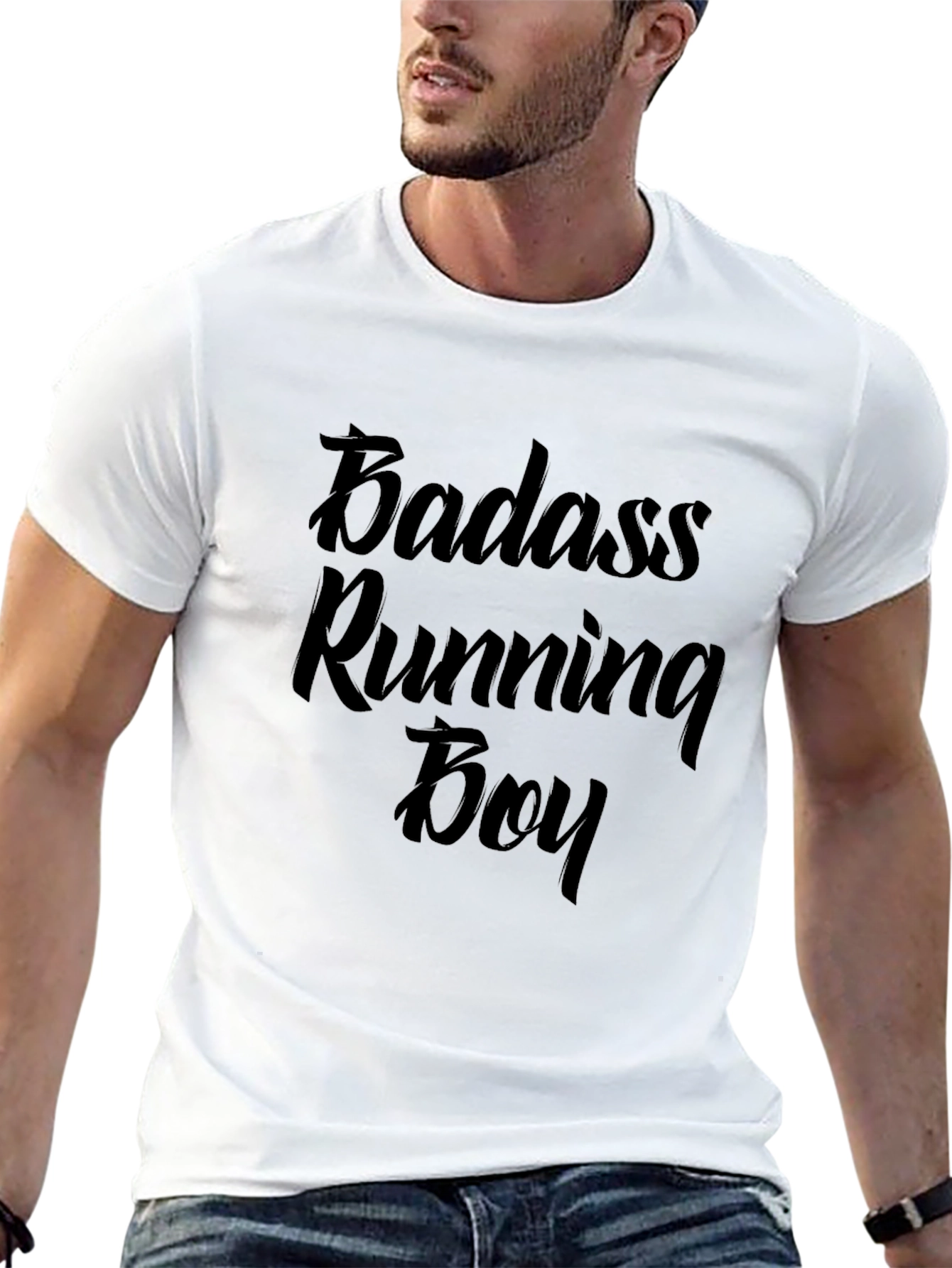 Badass Running Boy T-Shirt Black Tee