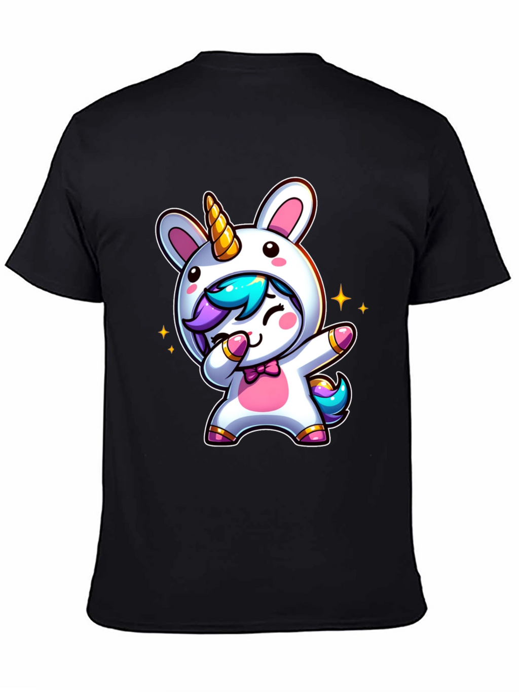 Cute Unicorn Dab Black T-Shirt