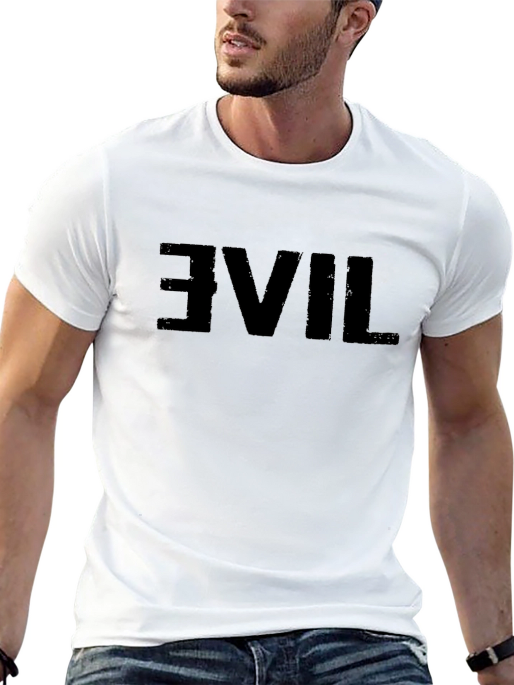 Reversed Evil Graphic Black T-Shirt