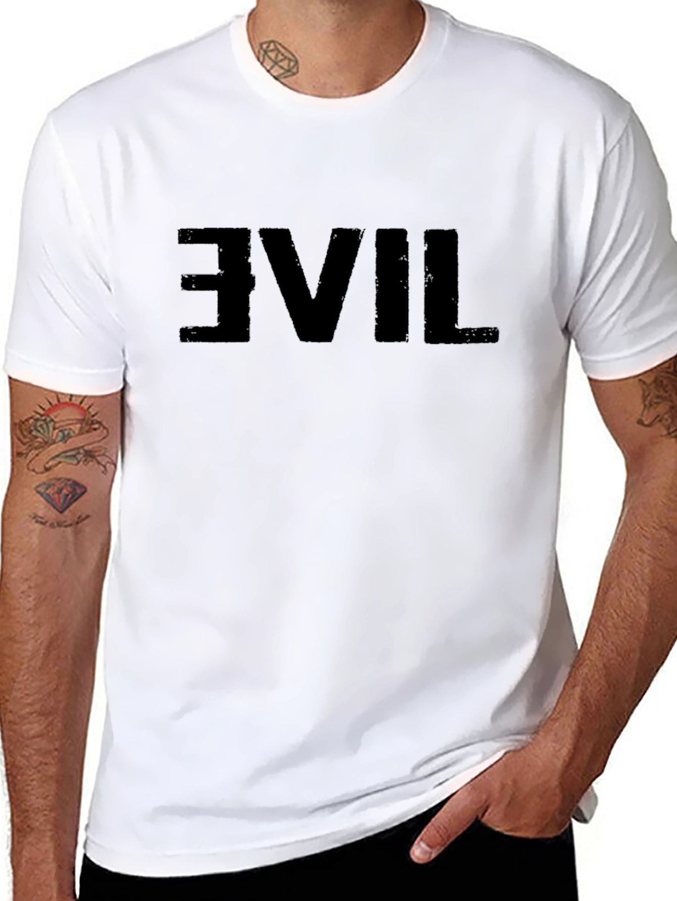 Reversed Evil Graphic Black T-Shirt