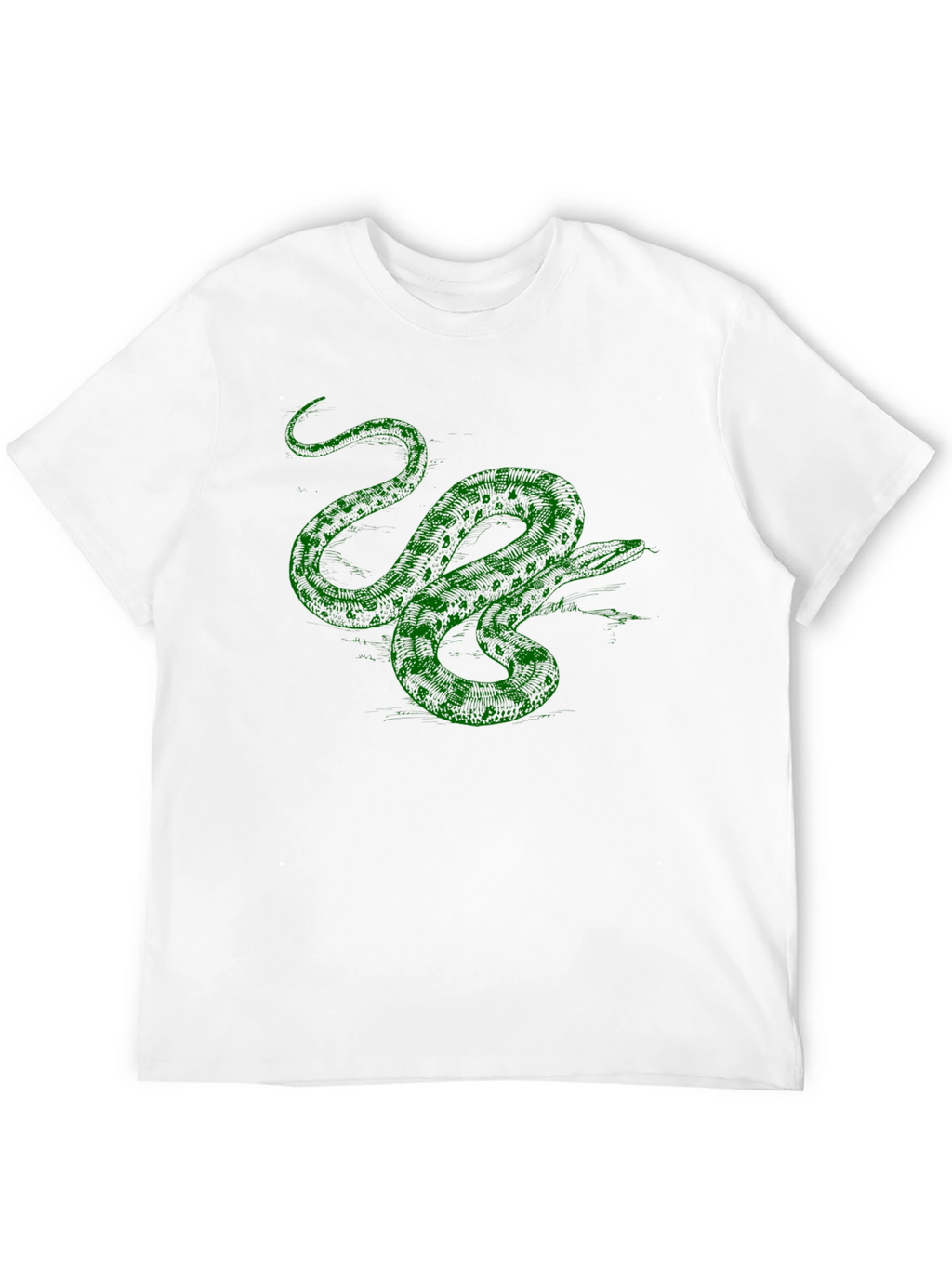 Green Snake Graphic Print Black T-Shirt