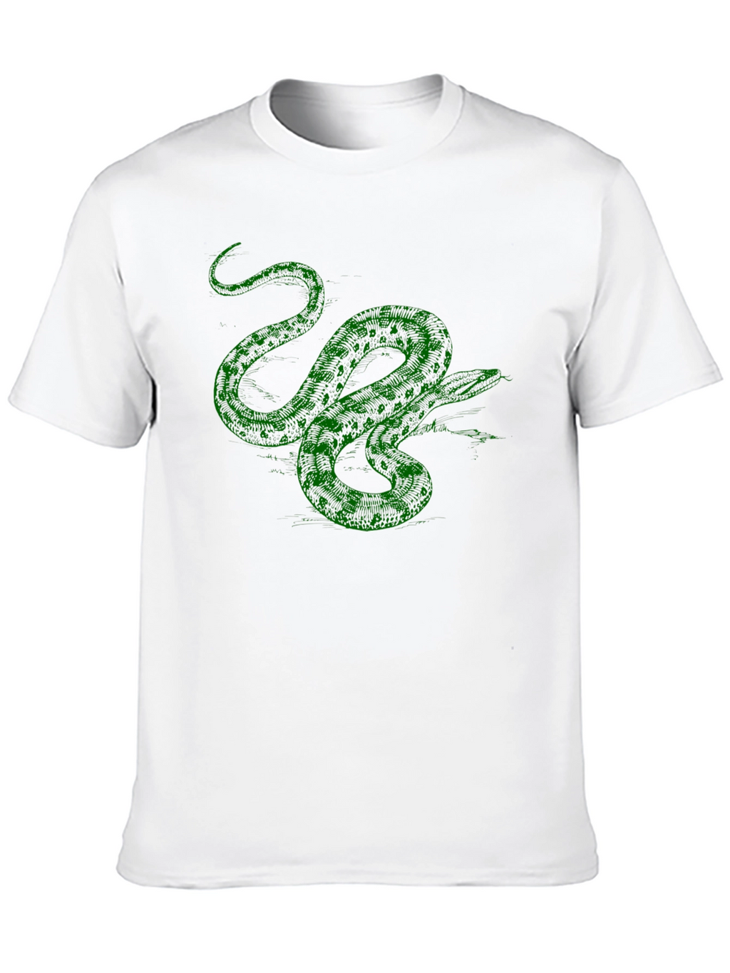 Green Snake Graphic Print Black T-Shirt