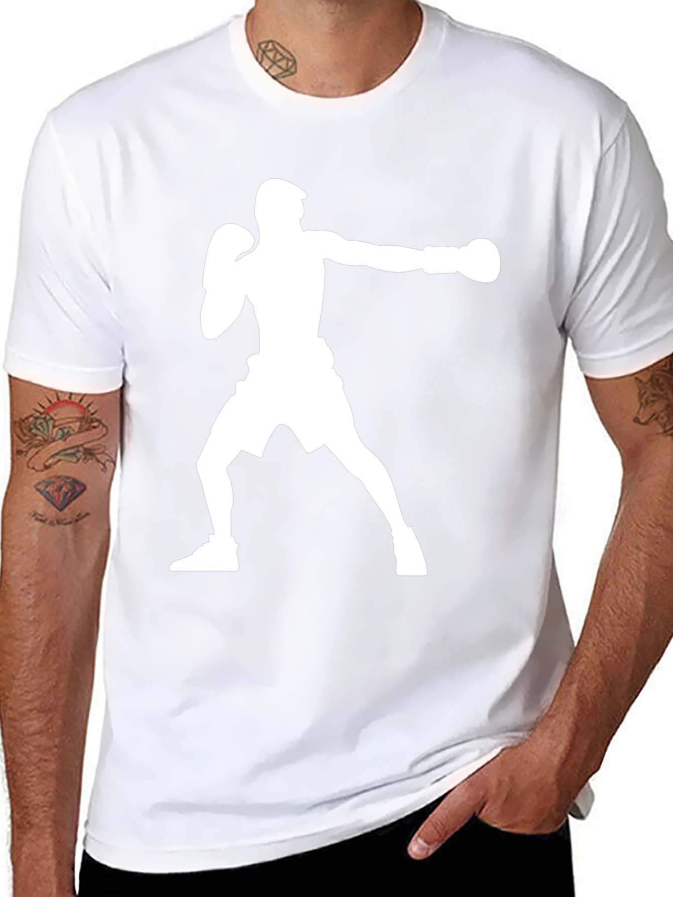 Boxing Silhouette Graphic T-Shirt - Black