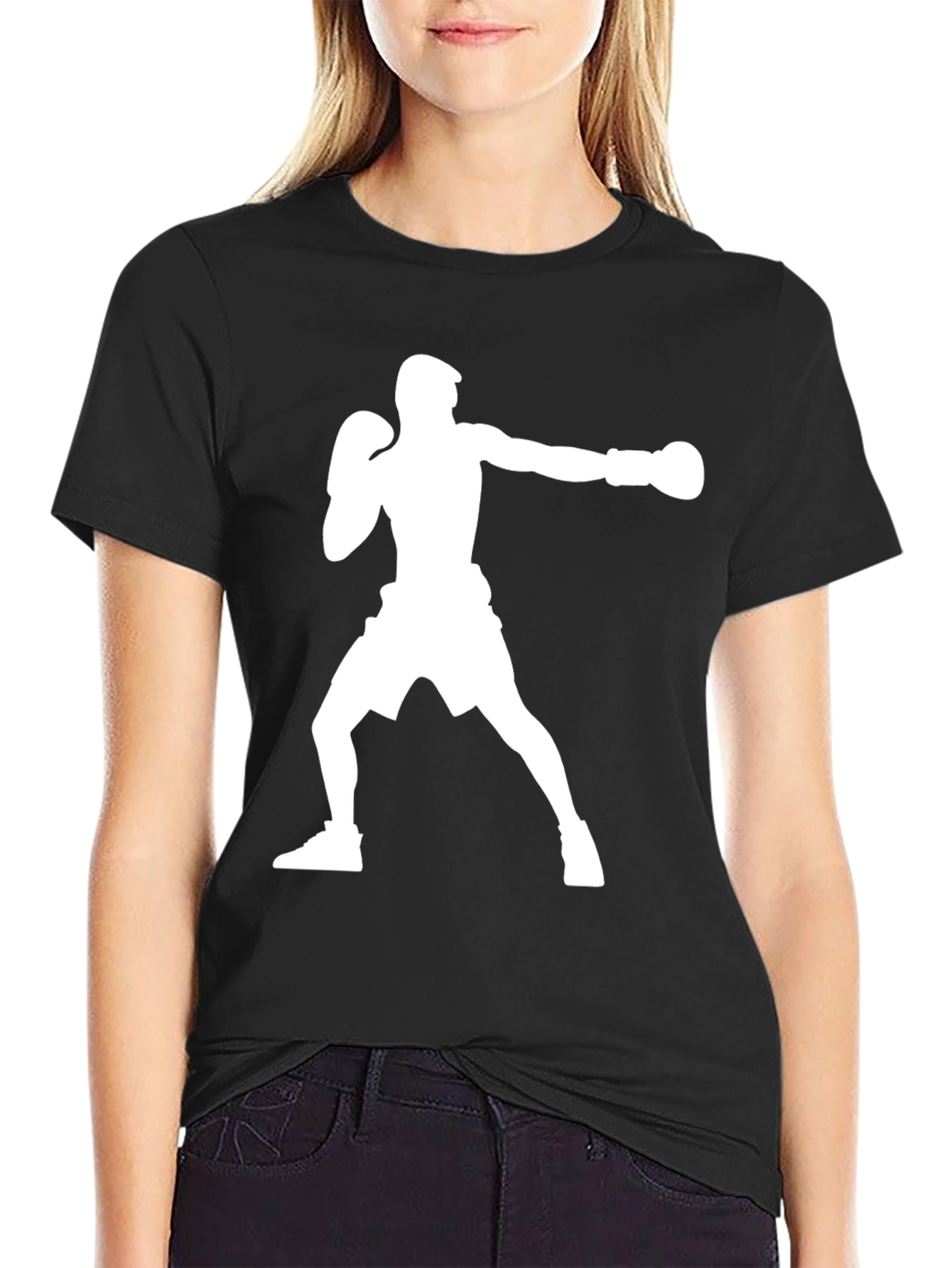 Boxing Silhouette Graphic T-Shirt - Black