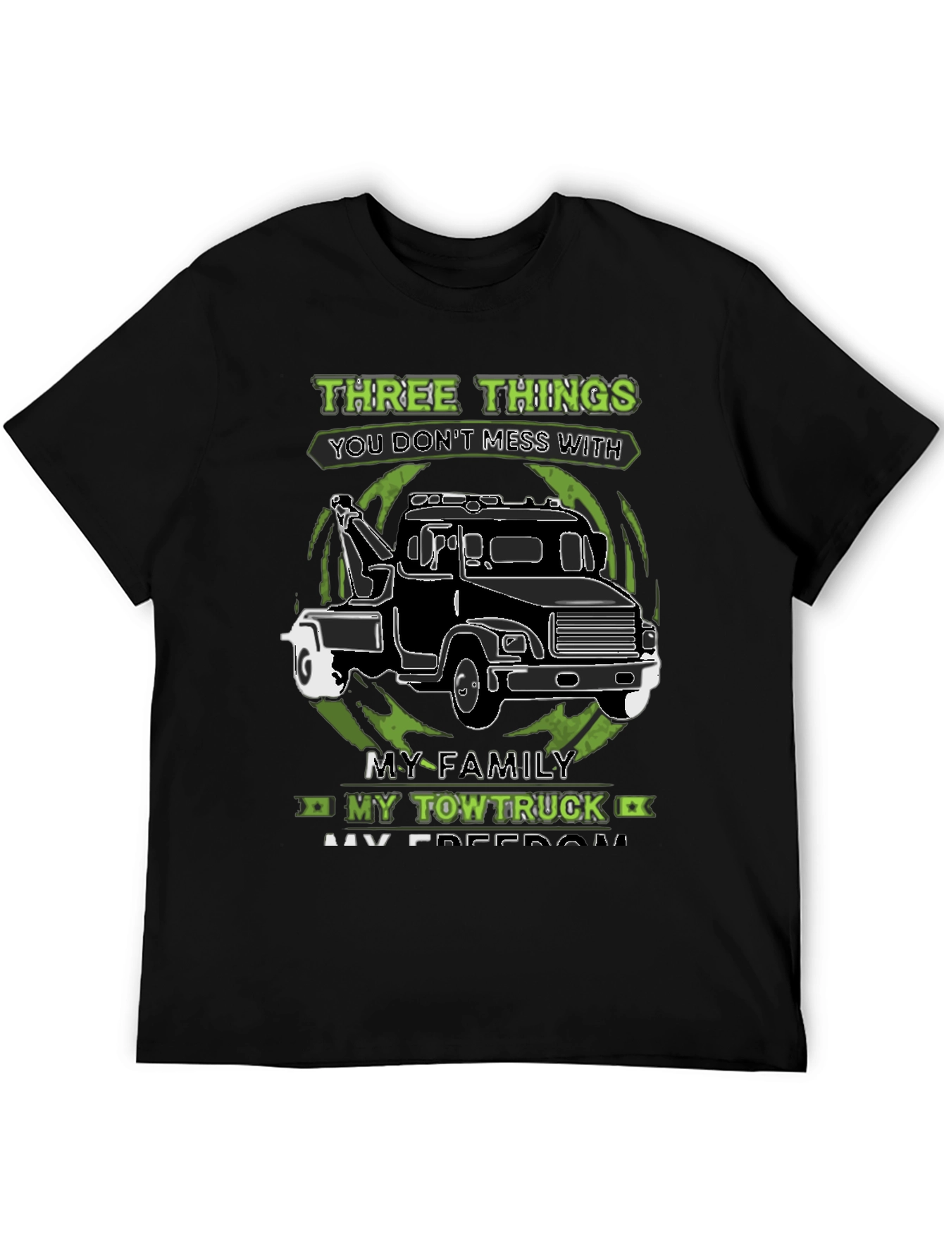 Mens Three Things Graphic Tee - Tow Truck Design
