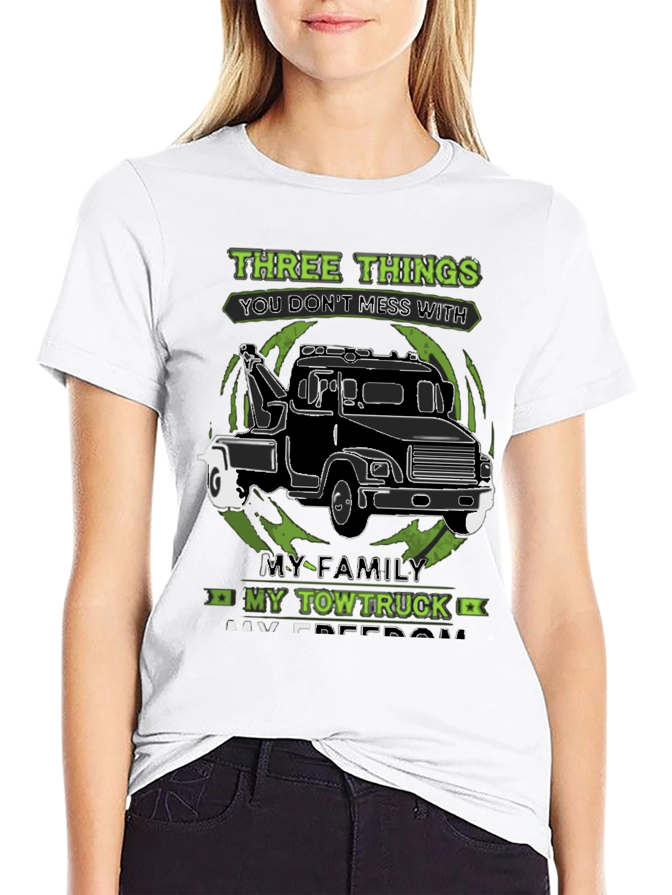 Mens Three Things Graphic Tee - Tow Truck Design