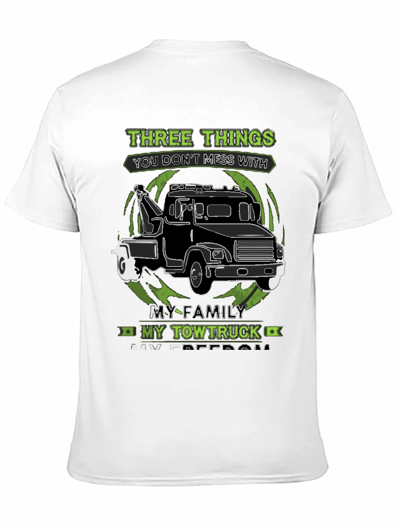Mens Three Things Graphic Tee - Tow Truck Design