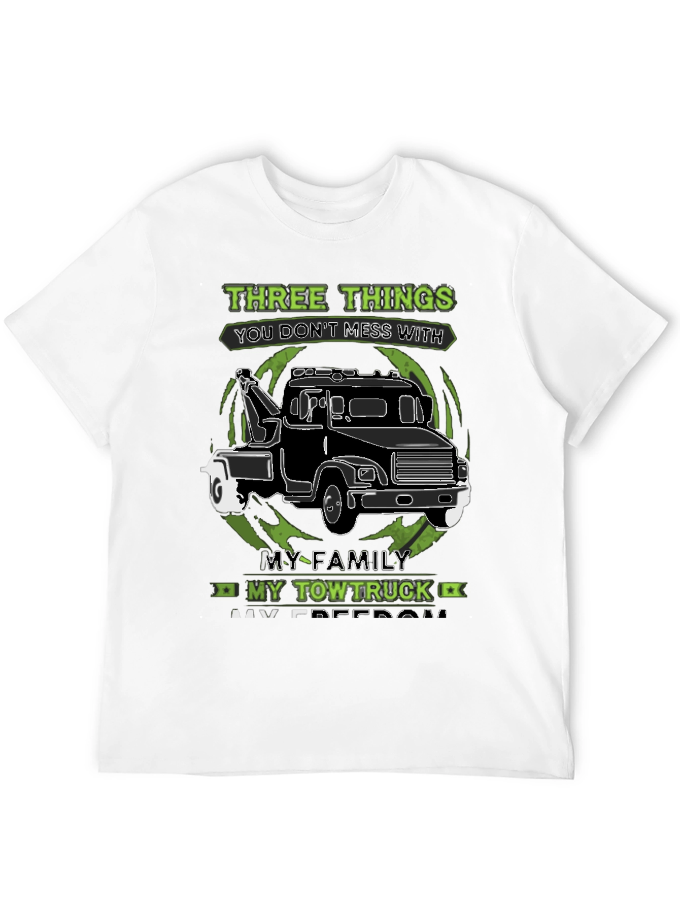 Mens Three Things Graphic Tee - Tow Truck Design