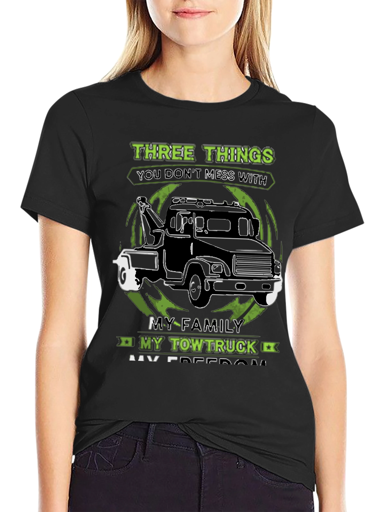 Mens Three Things Graphic Tee - Tow Truck Design