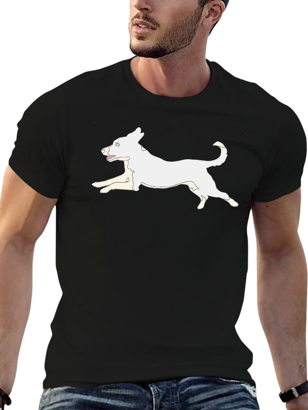 Dog Graphic Tee - Black Cotton T-Shirt
