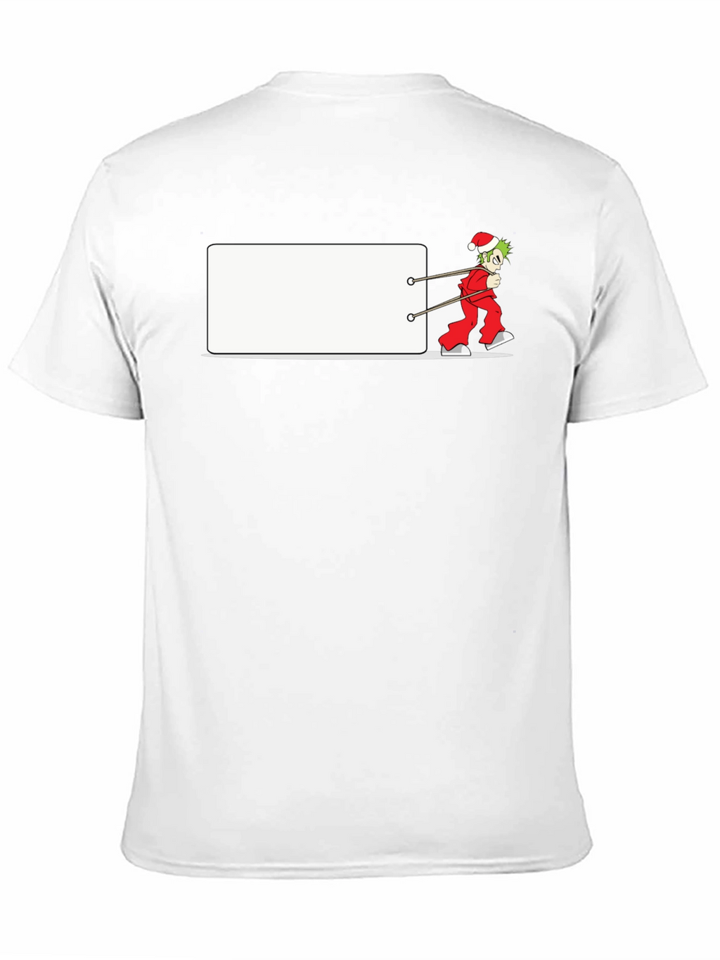 Festive Anime Santa Pulling Blank Banner T-Shirt