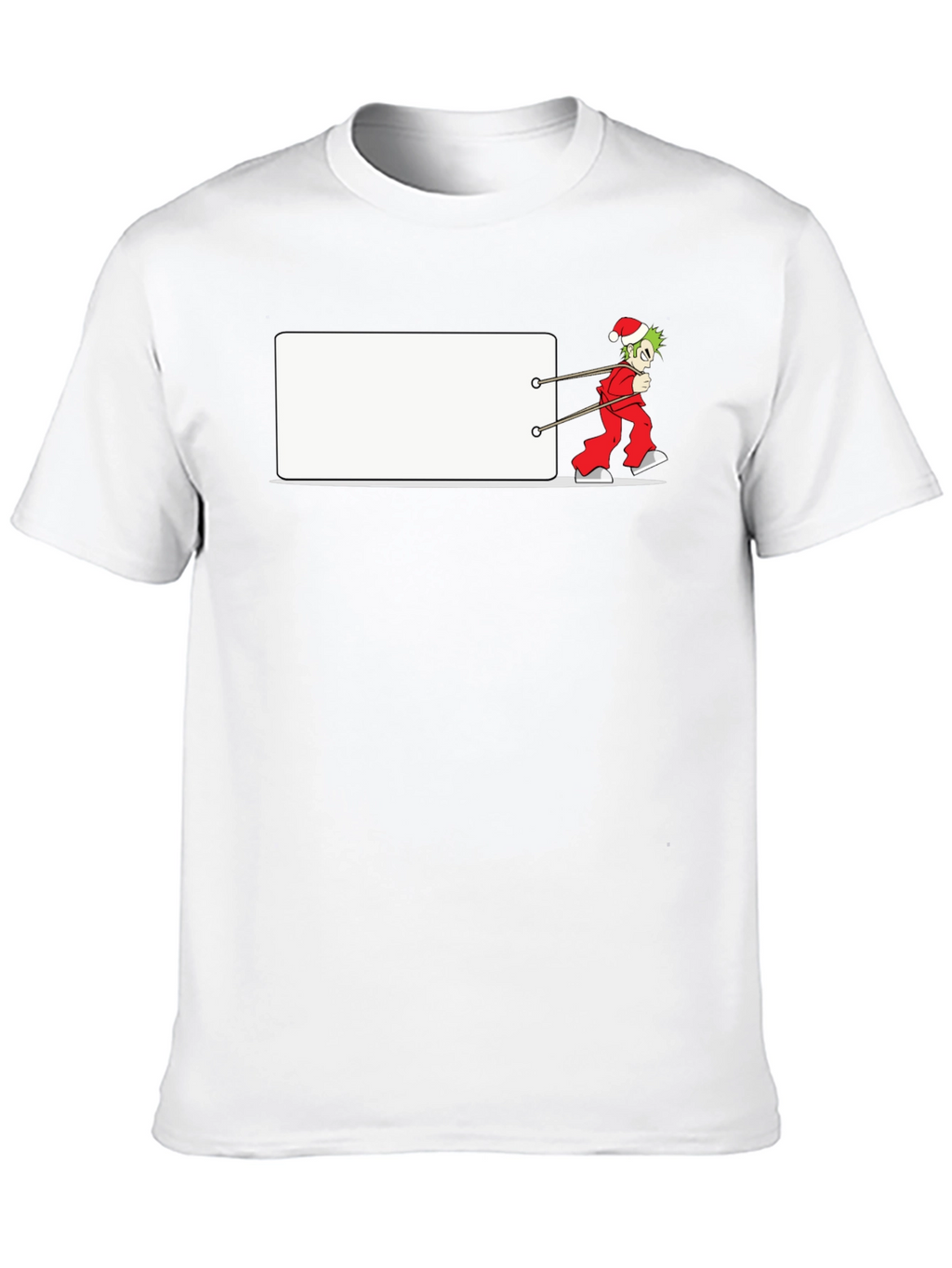 Festive Anime Santa Pulling Blank Banner T-Shirt