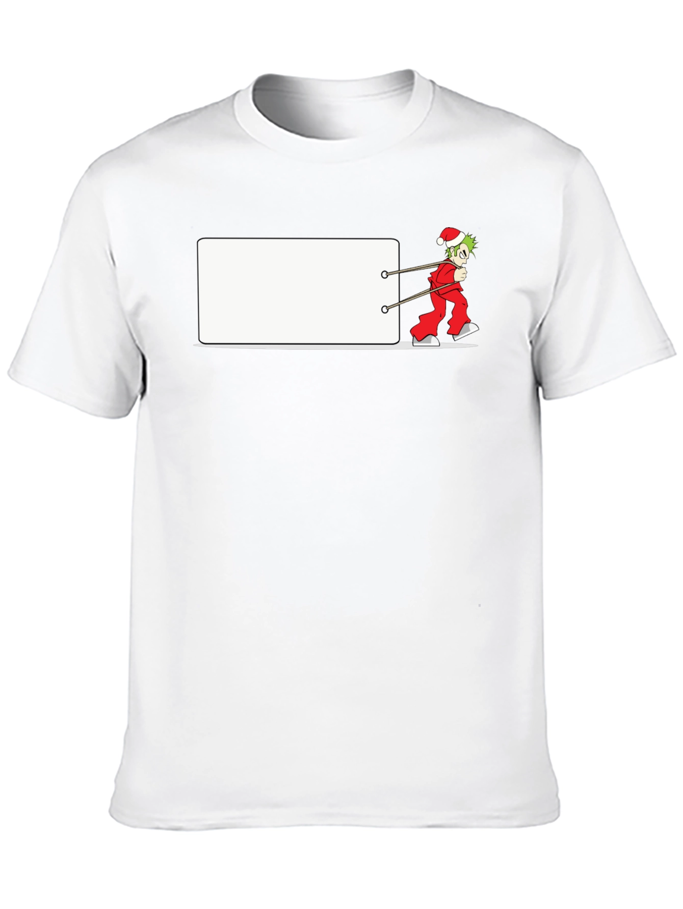 Festive Anime Santa Pulling Blank Banner T-Shirt