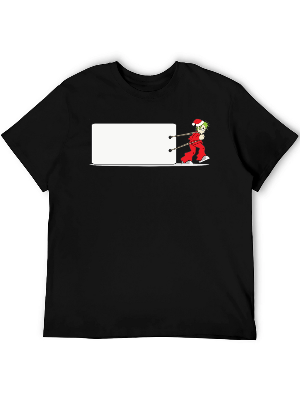 Festive Anime Santa Pulling Blank Banner T-Shirt