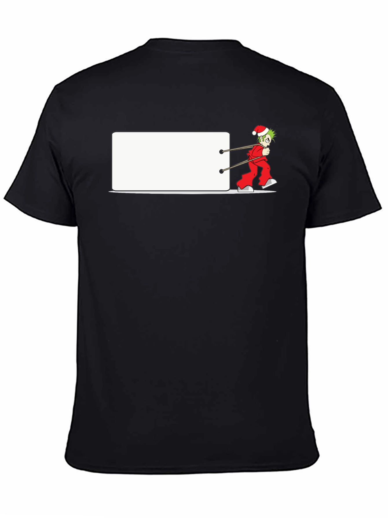 Festive Anime Santa Pulling Blank Banner T-Shirt