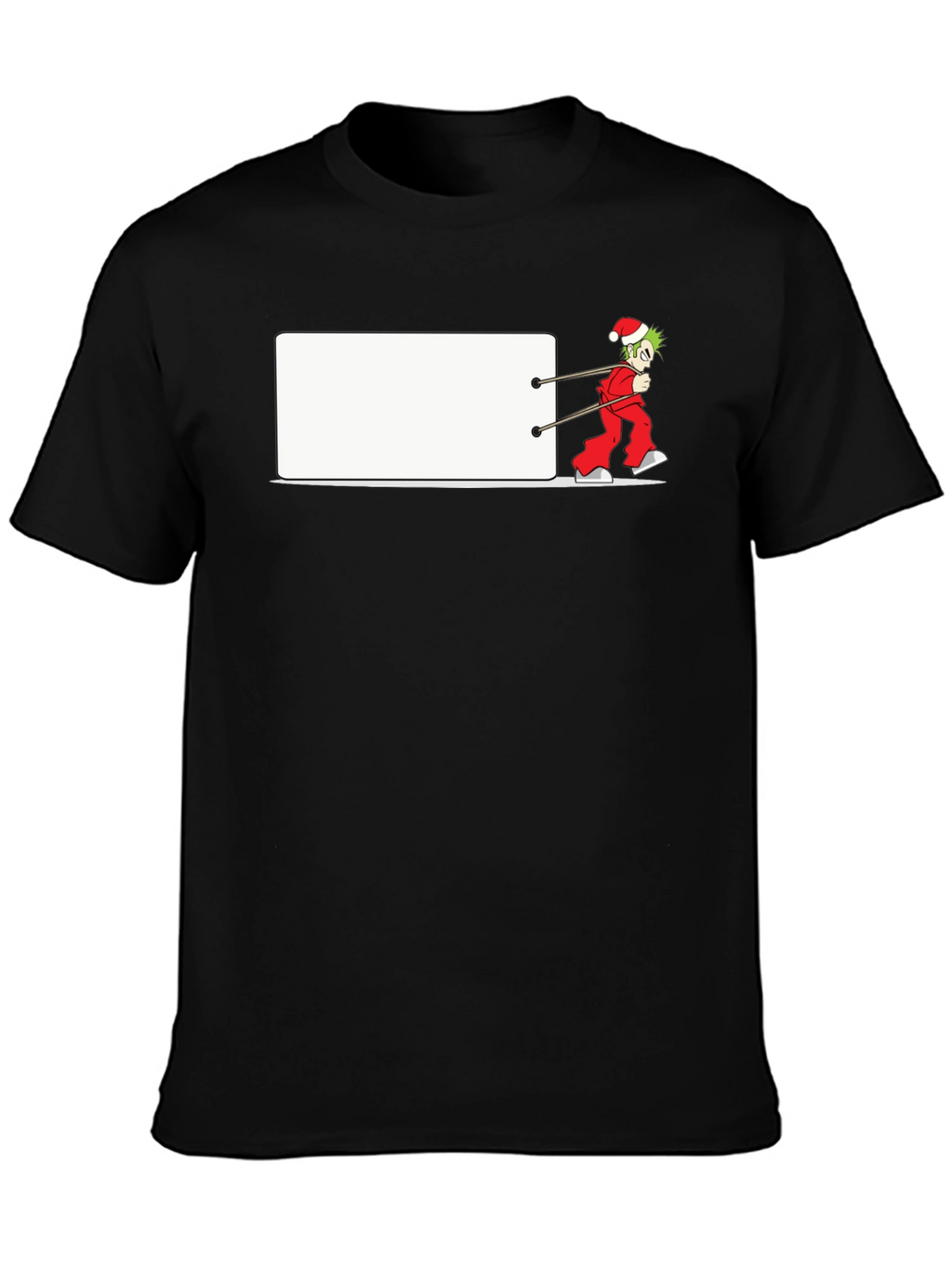 Festive Anime Santa Pulling Blank Banner T-Shirt