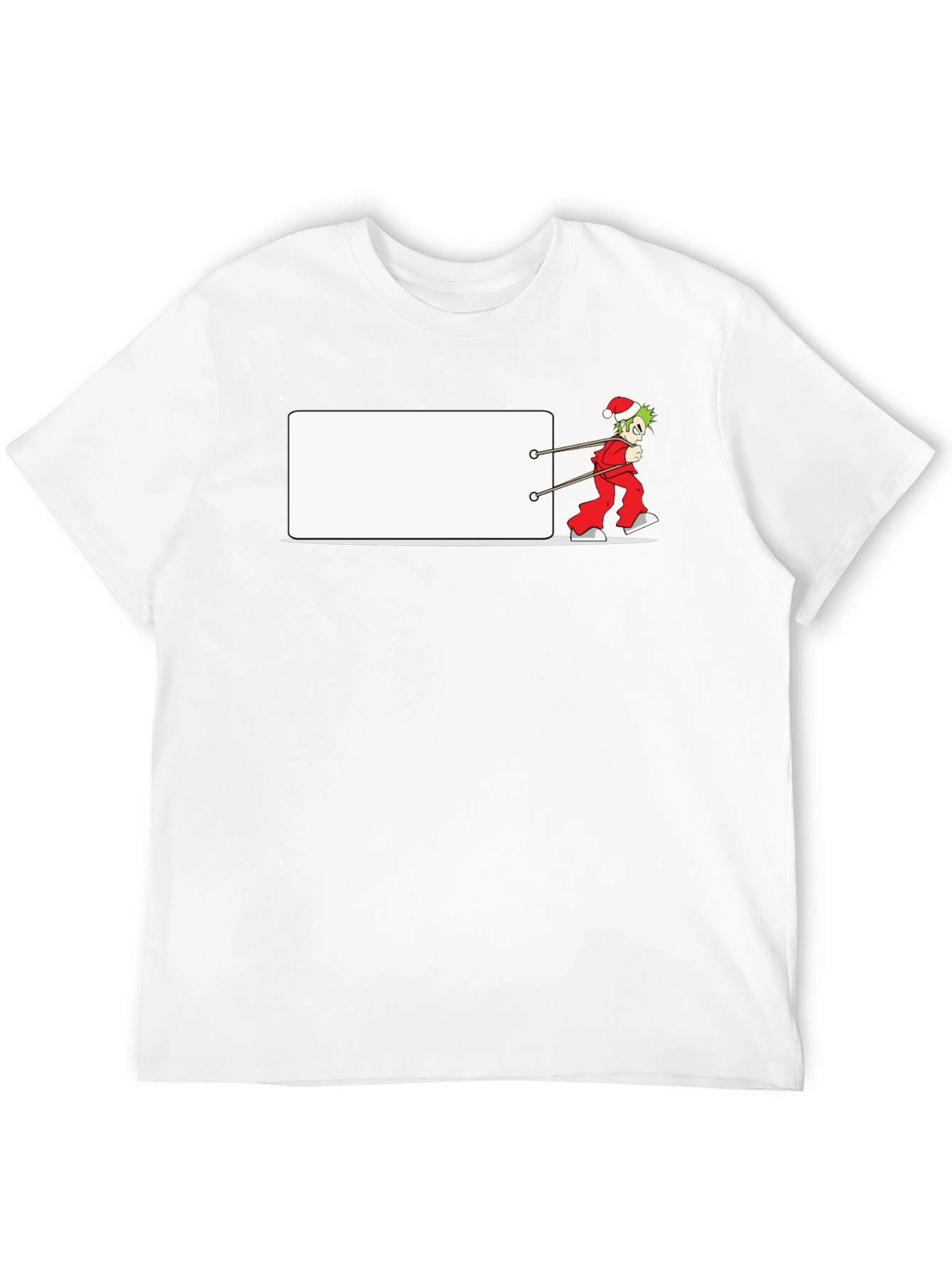 Festive Anime Santa Pulling Blank Banner T-Shirt