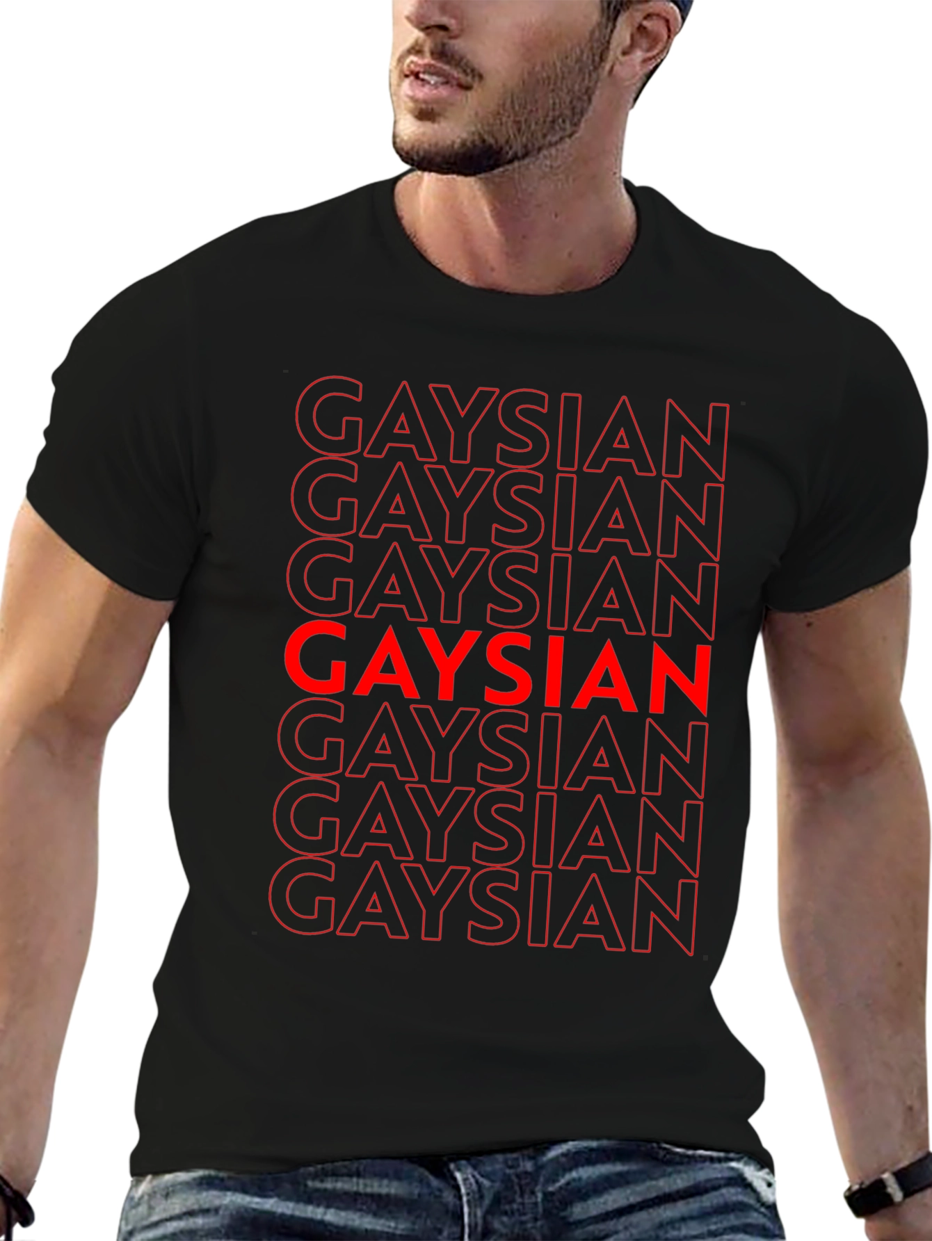Gaysian Graphic T-Shirt - Bold Red Text on Black