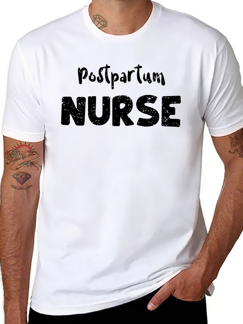 Postpartum Nurse T-Shirt - Black Cotton Blend
