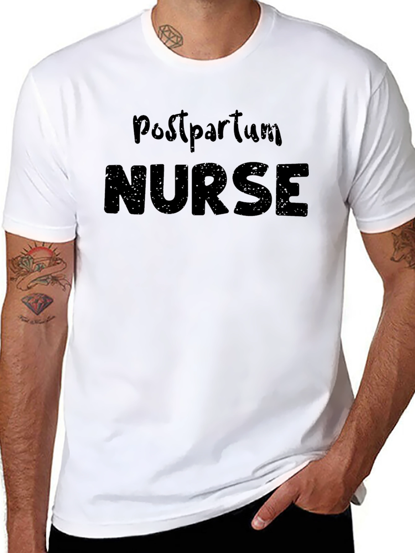 Postpartum Nurse T-Shirt - Black Cotton Blend