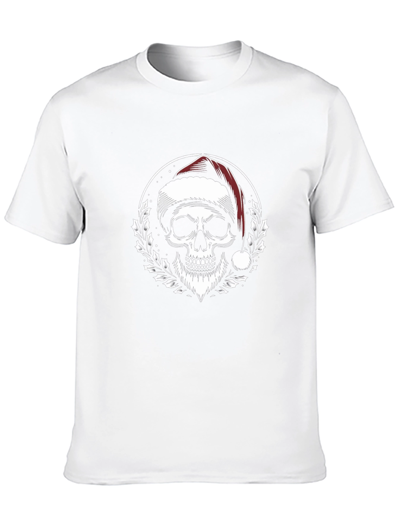 Santa Skull Graphic Tee - Holiday Humor