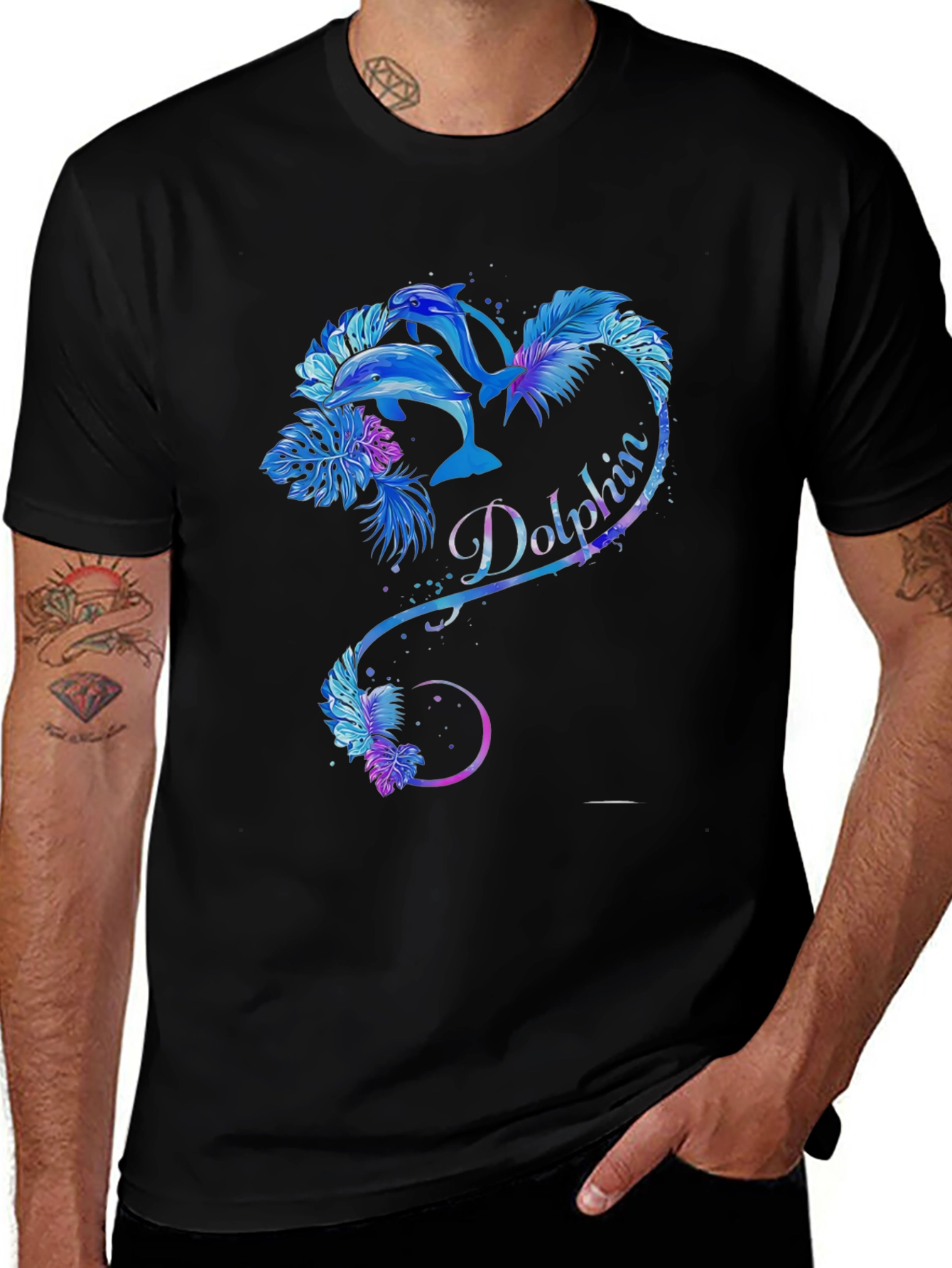 Dolphin Heart Graphic Tee - Black