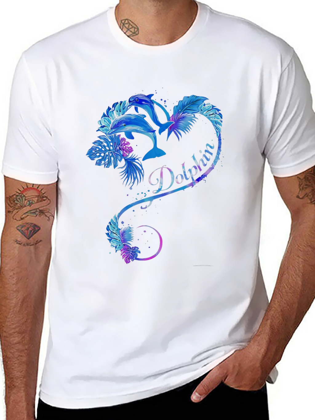Dolphin Heart Graphic Tee - Black
