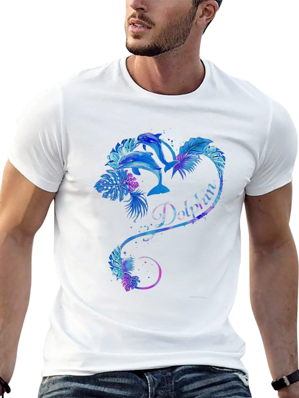 Dolphin Heart Graphic Tee - Black