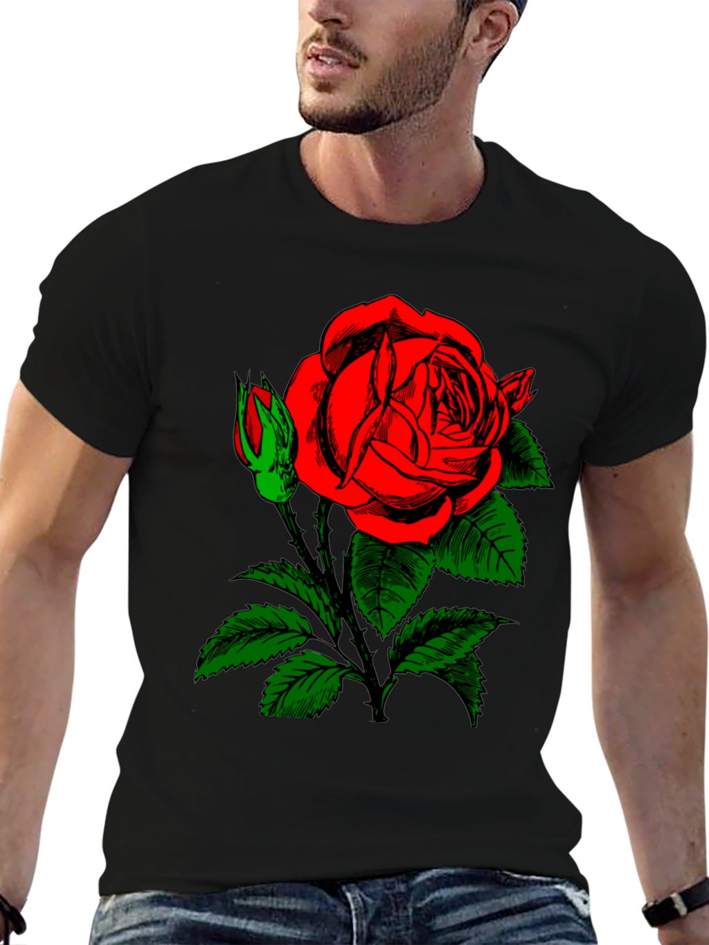 Rose Graphic Black T-Shirt