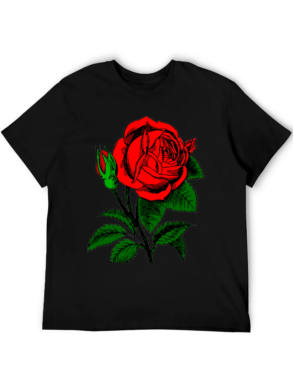 Rose Graphic Black T-Shirt