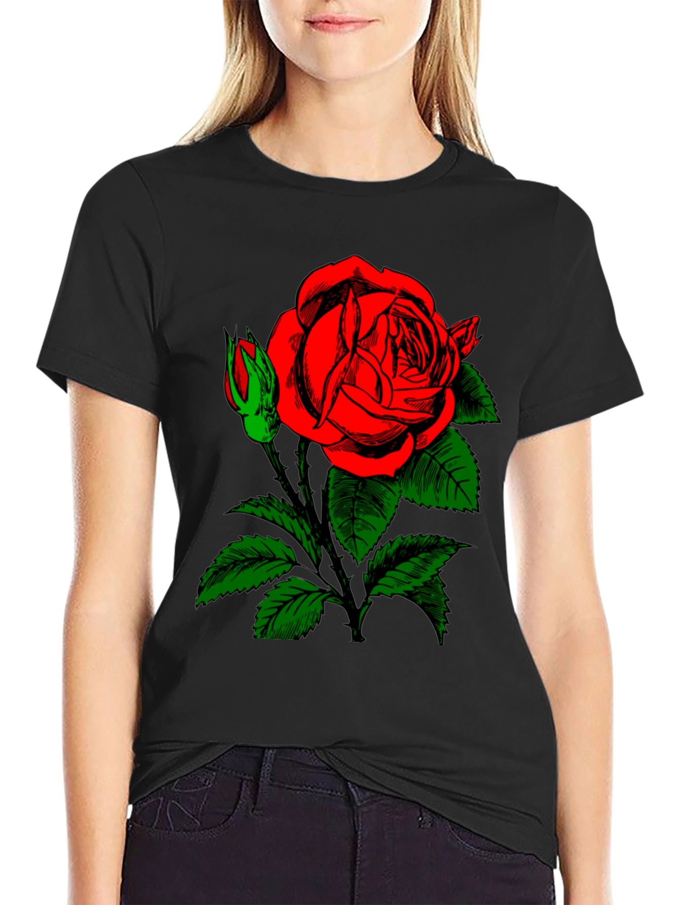 Rose Graphic Black T-Shirt