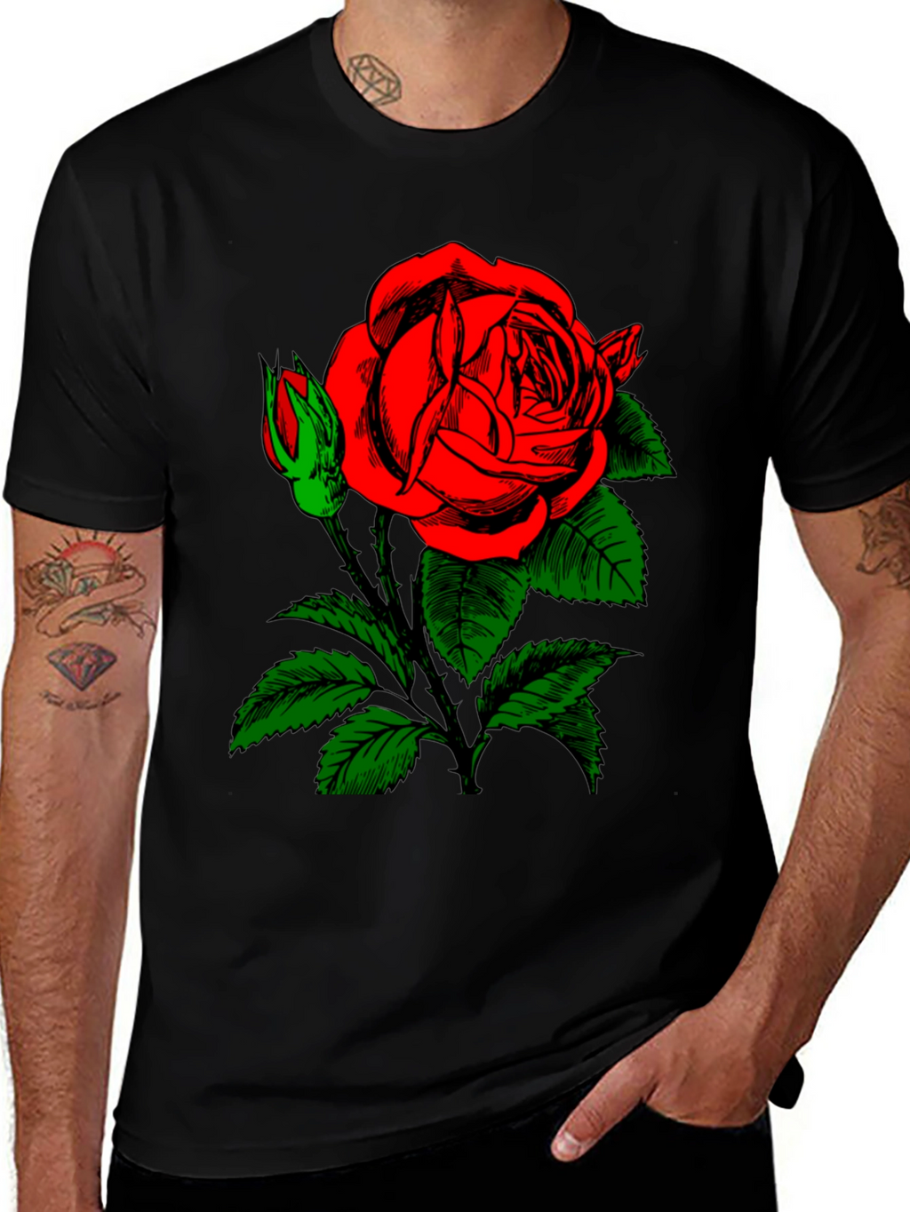 Rose Graphic Black T-Shirt