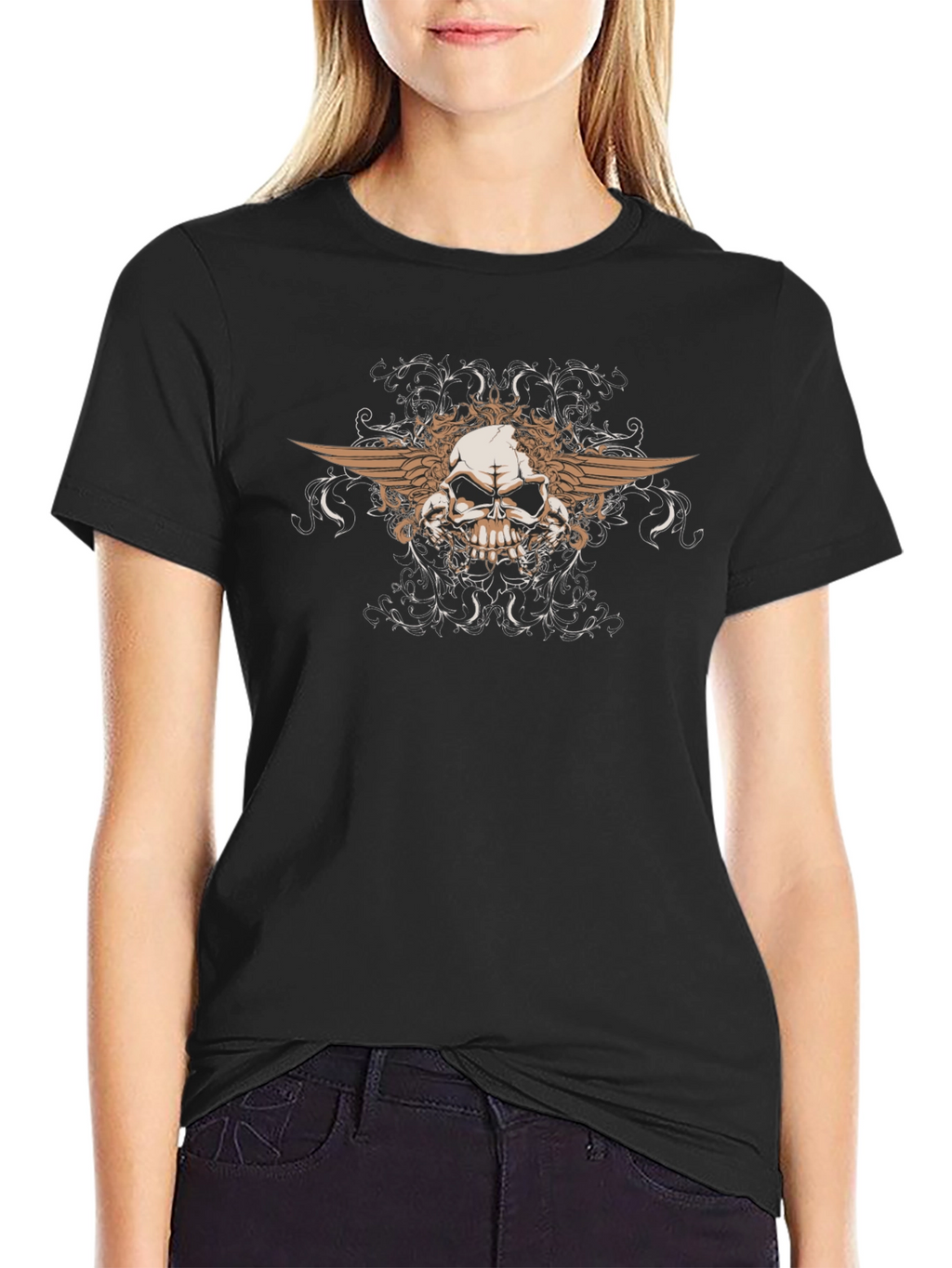 Skull Winged T-Shirt - Black