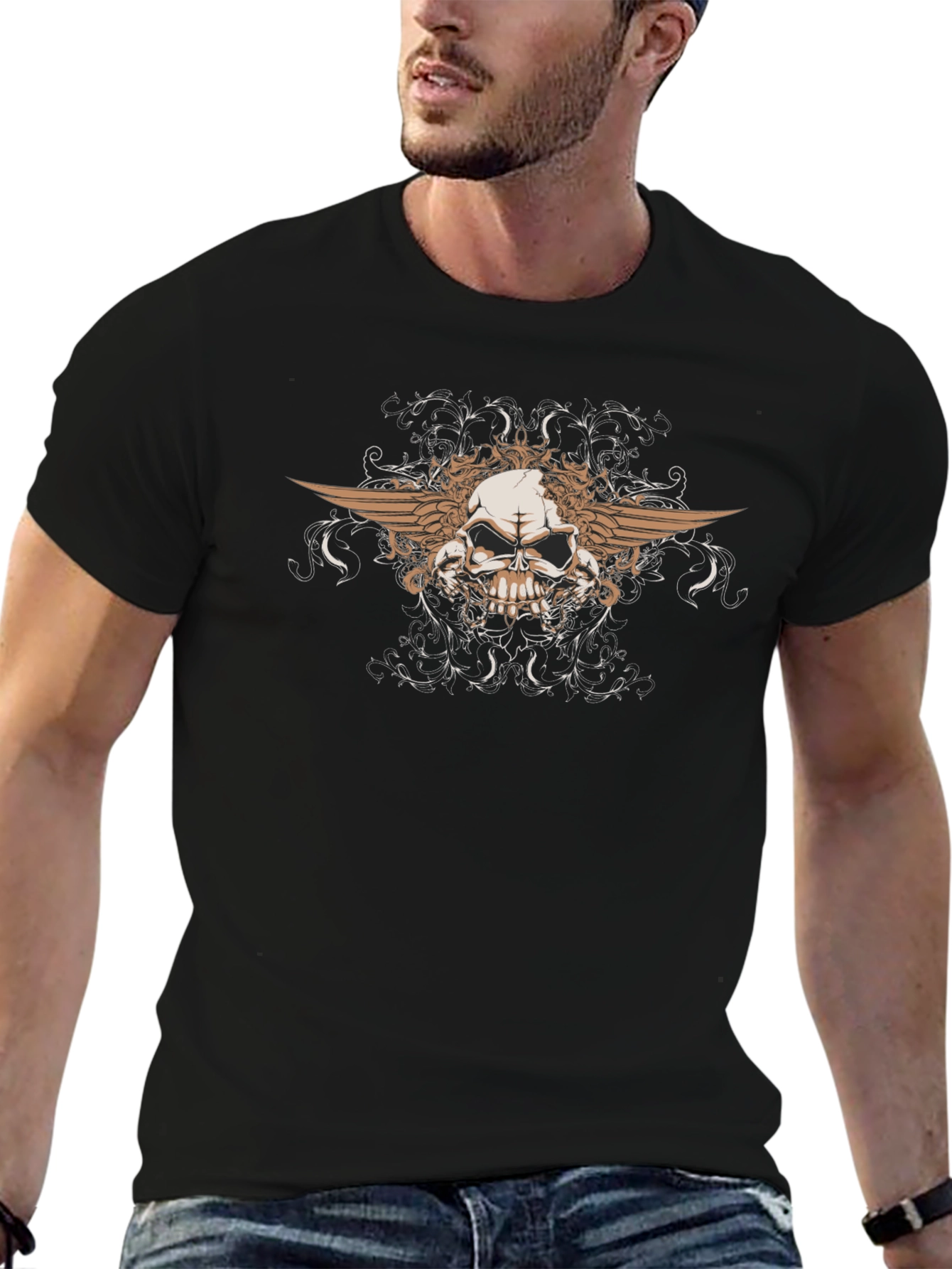 Skull Winged T-Shirt - Black