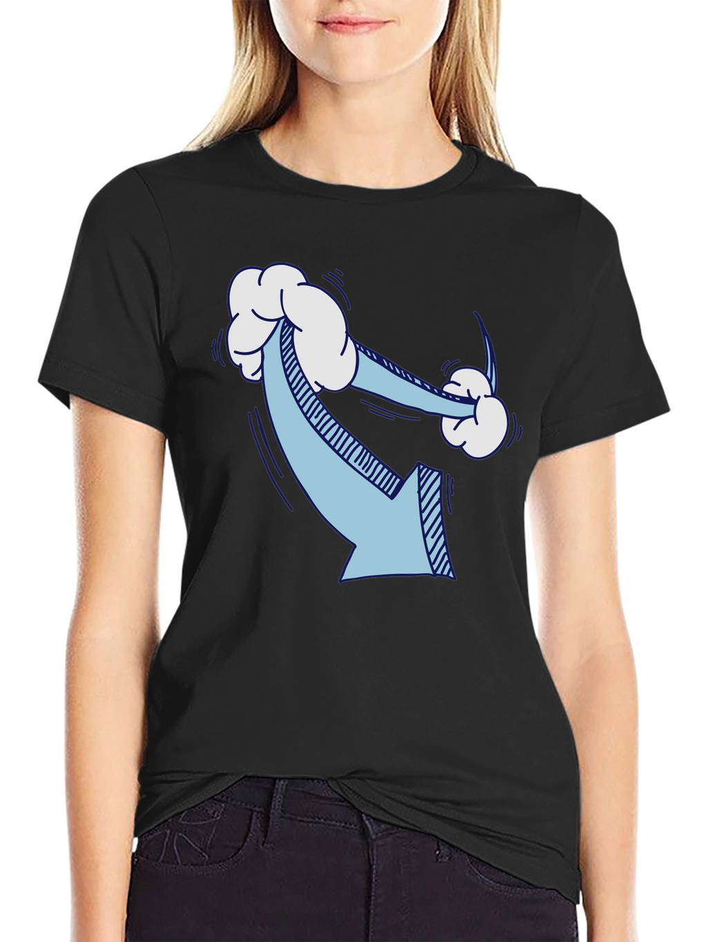 Humorous Cloud Arrow Black T-Shirt