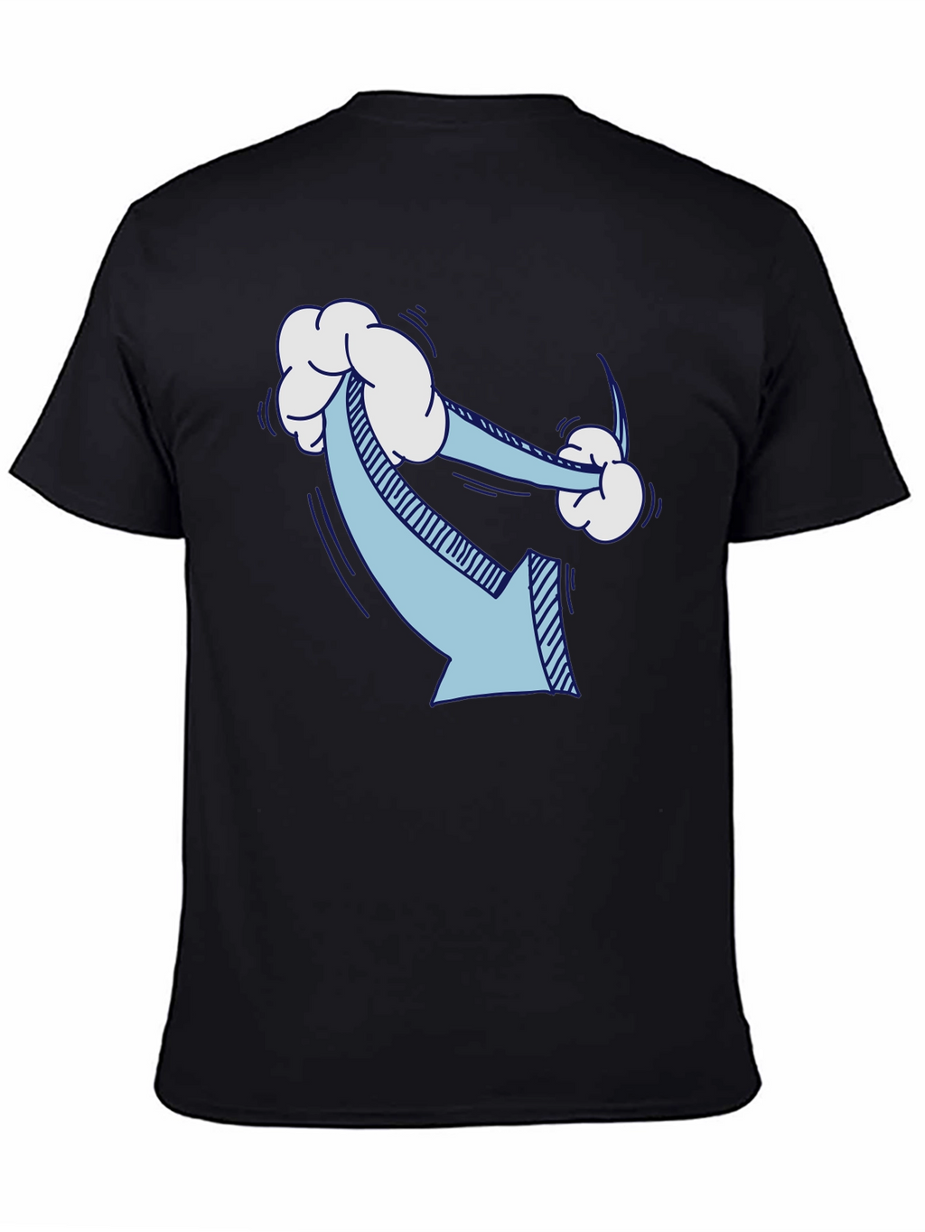Humorous Cloud Arrow Black T-Shirt