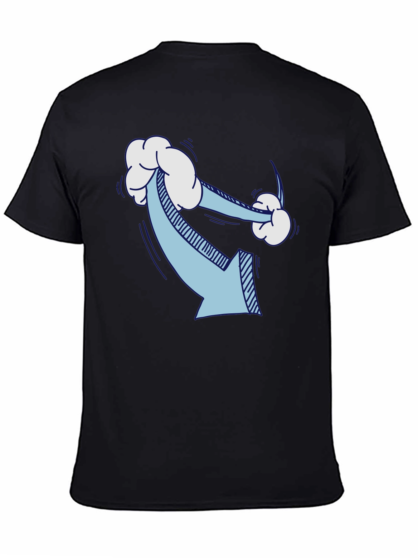Humorous Cloud Arrow Black T-Shirt