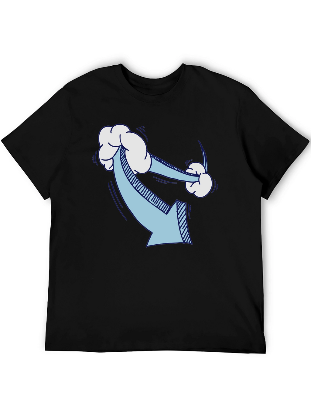 Humorous Cloud Arrow Black T-Shirt