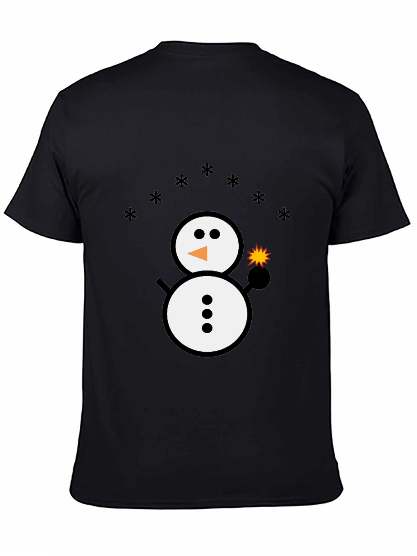 Snowman Sparkler Graphic Tee - Black Cotton Blend