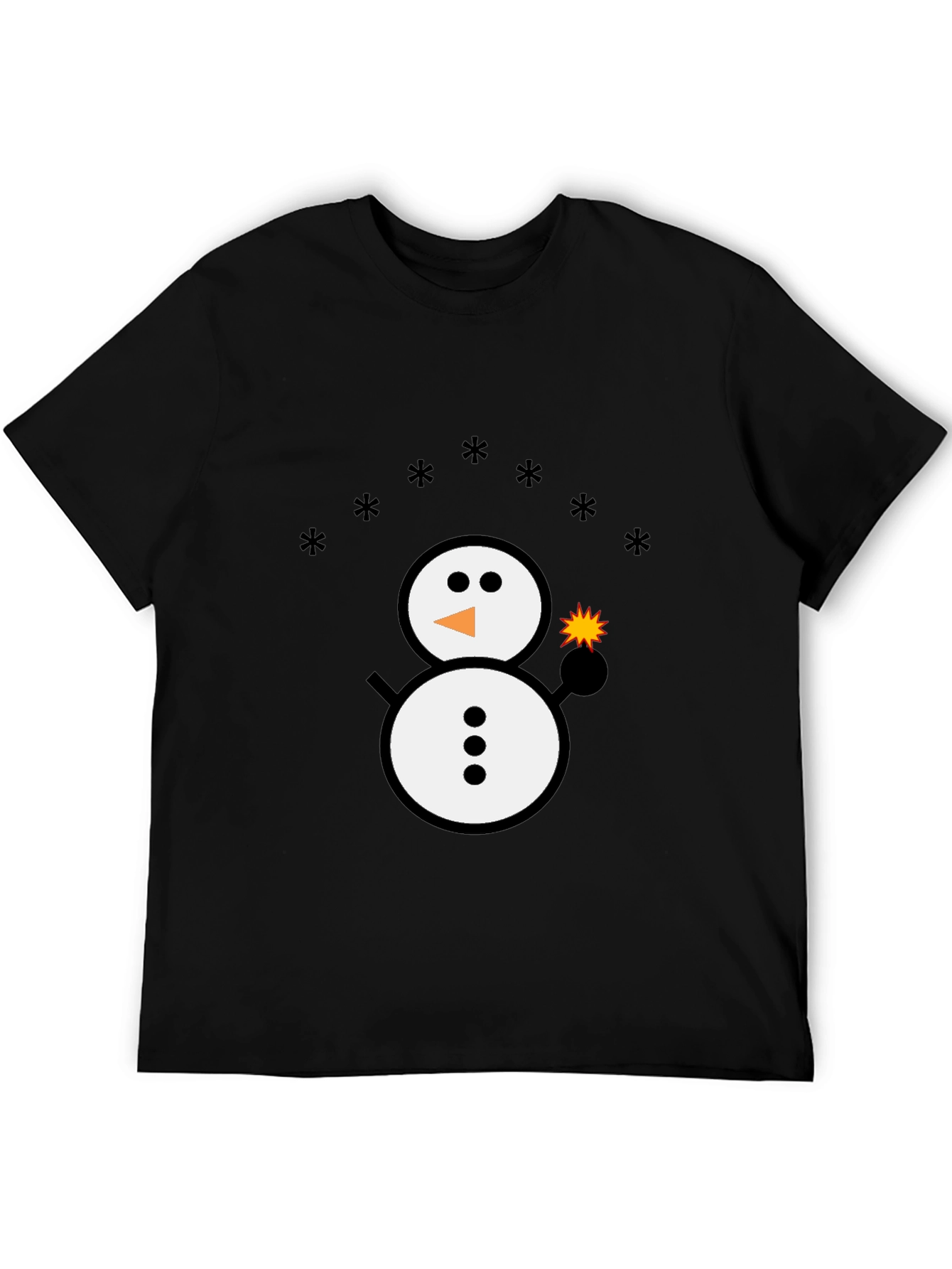 Snowman Sparkler Graphic Tee - Black Cotton Blend