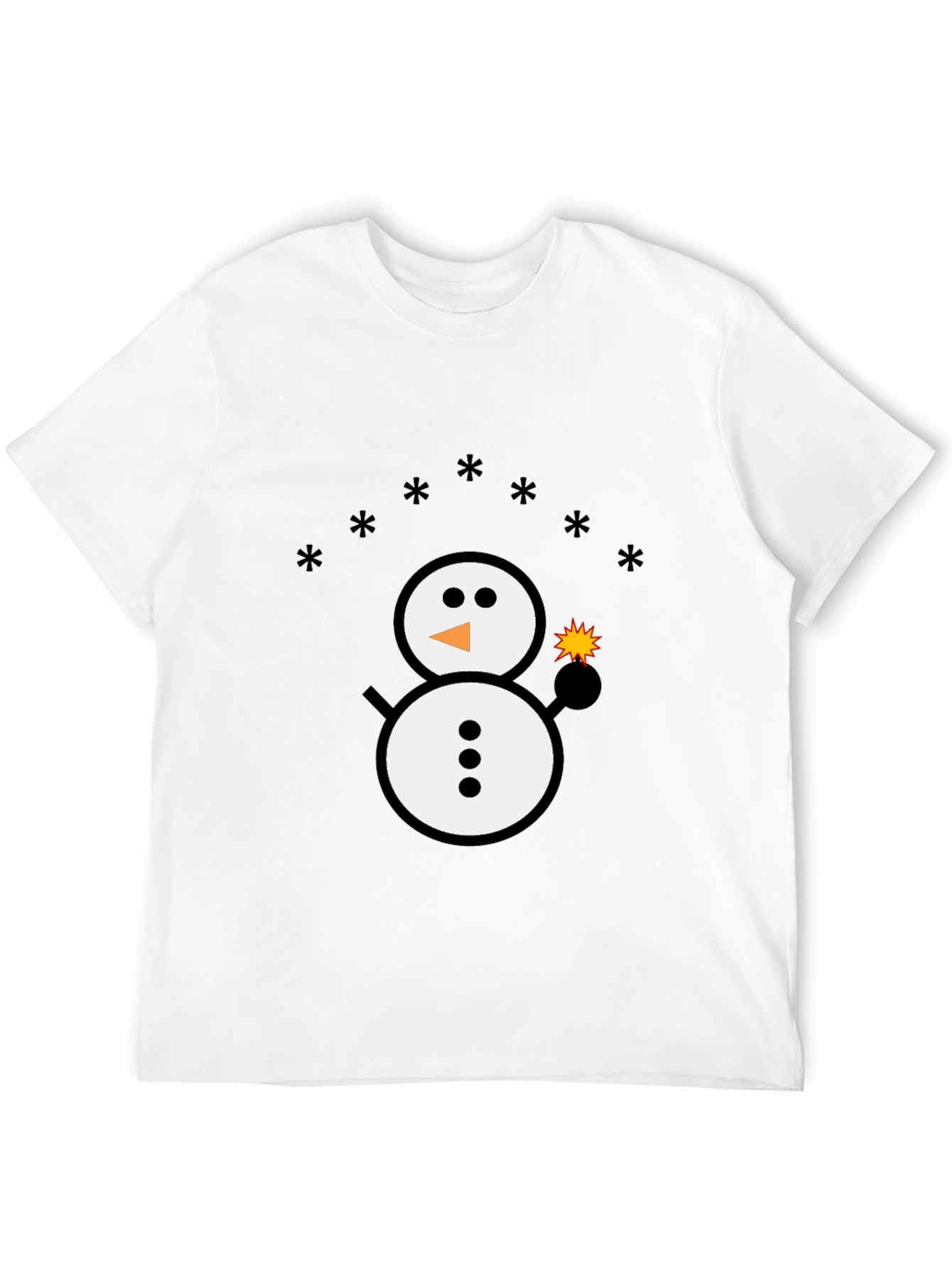 Snowman Sparkler Graphic Tee - Black Cotton Blend