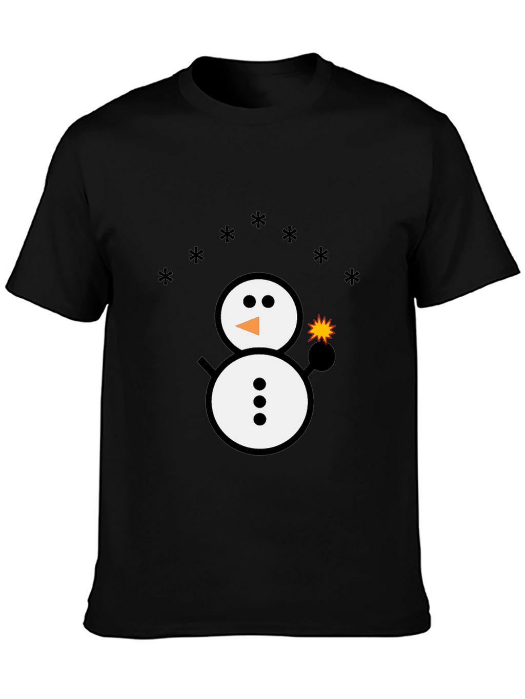 Snowman Sparkler Graphic Tee - Black Cotton Blend