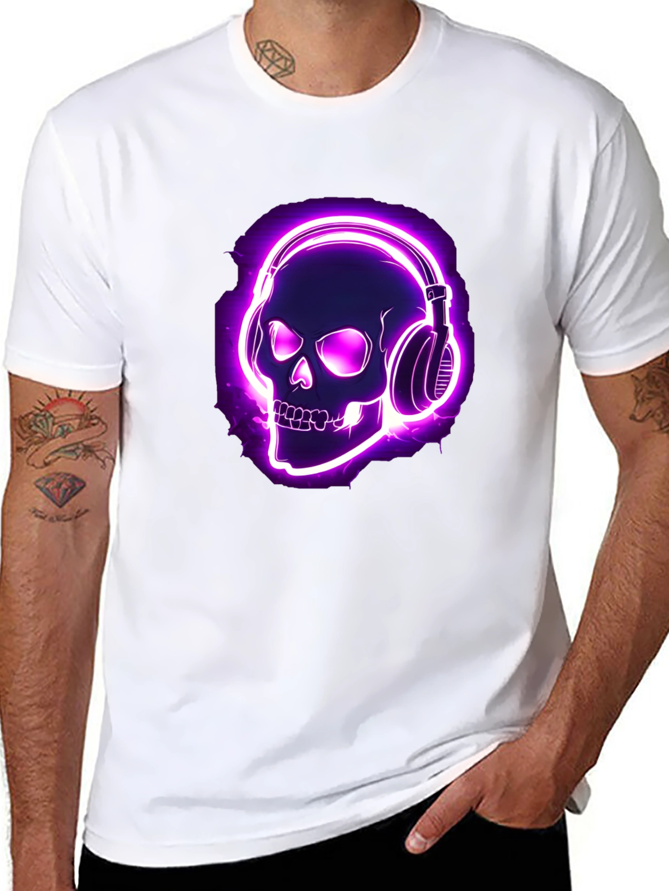 Skull Headphones Graphic Tee - Dark Humor Music Lover T-Shirt