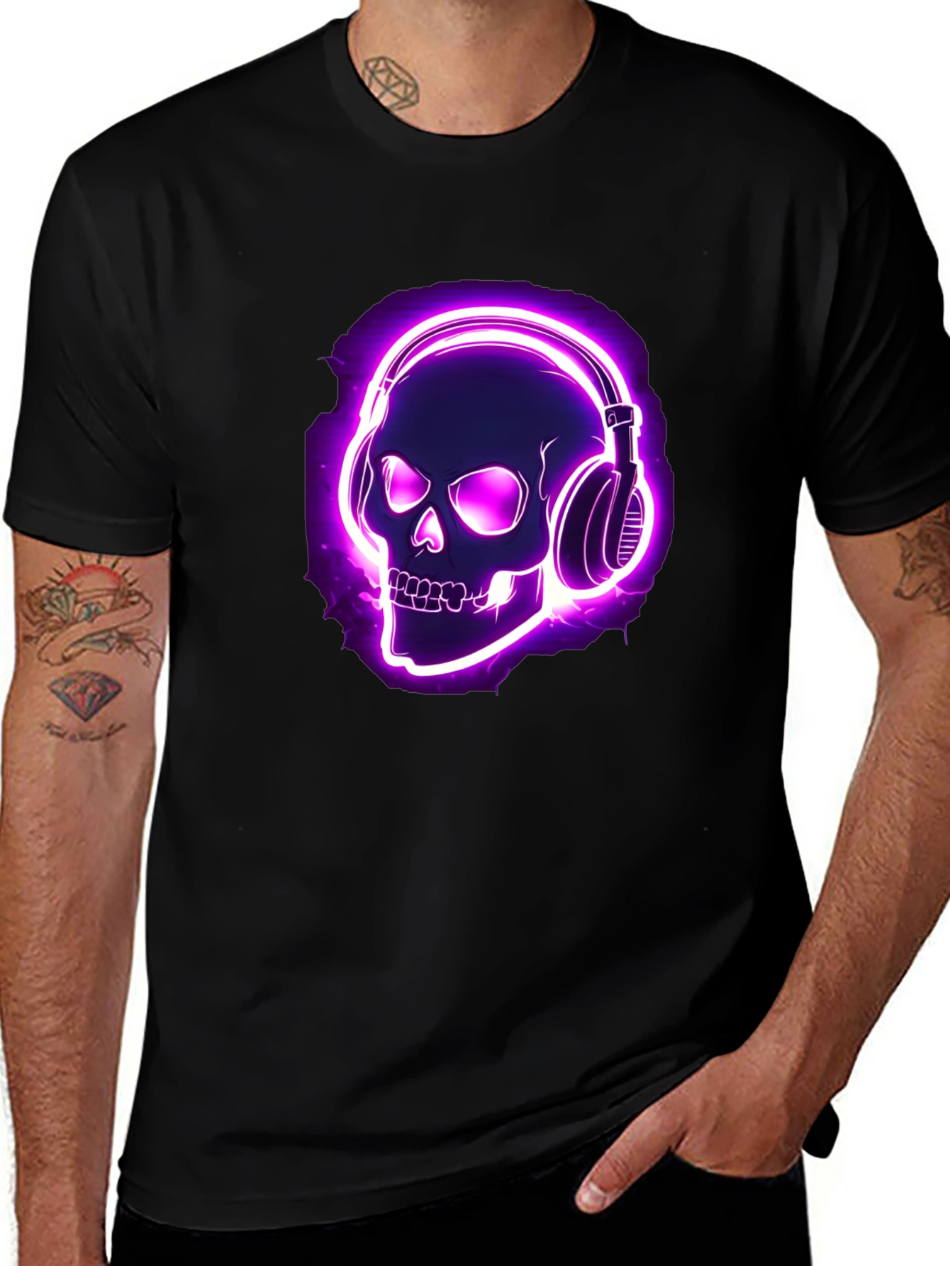 Skull Headphones Graphic Tee - Dark Humor Music Lover T-Shirt